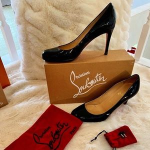 Christian Louboutin Black Simple Pump 85 Calf SZ 38.5